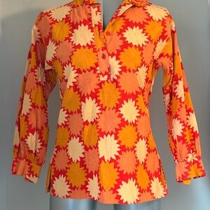Marimekko Orange Pink White Starburst Tunic Top